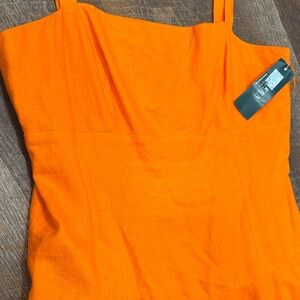 Lauren Ralph Lauren Orange Linen Dress NWT Size 16 Summer Sundress